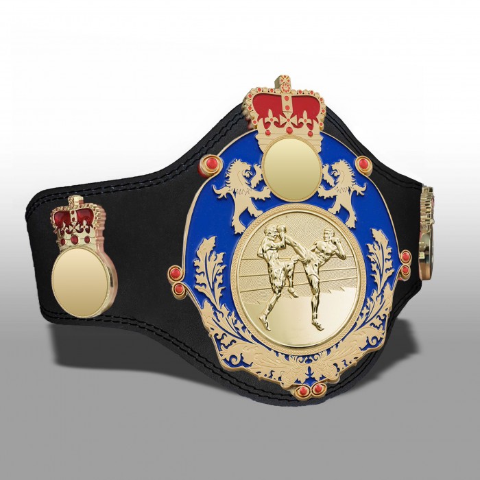 QUEENSBURY PLT LEATHER THAI BOXING CHAMPIONSHIP BELT- PLTQUEEN/BLUE/G/TBOG - AVAILABLE IN 4 COLOURS